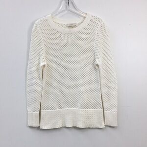 LOFT Outlet Women's Open Knit Weave White Sweater Size S EXCELLENT Condition